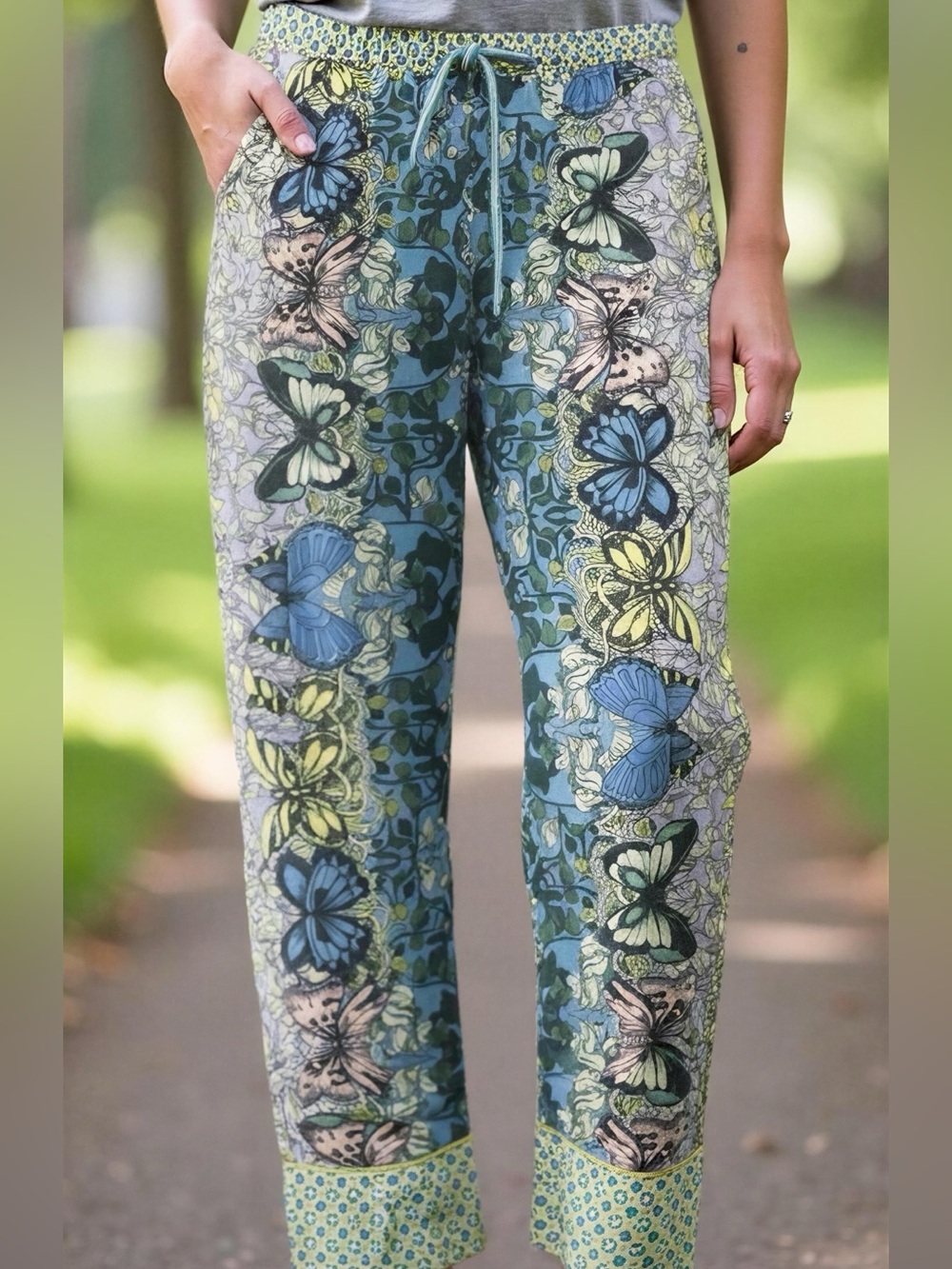Alexandra Farmer Anthropologie Secret Garden Flannel Pajama Pants Medium Boho